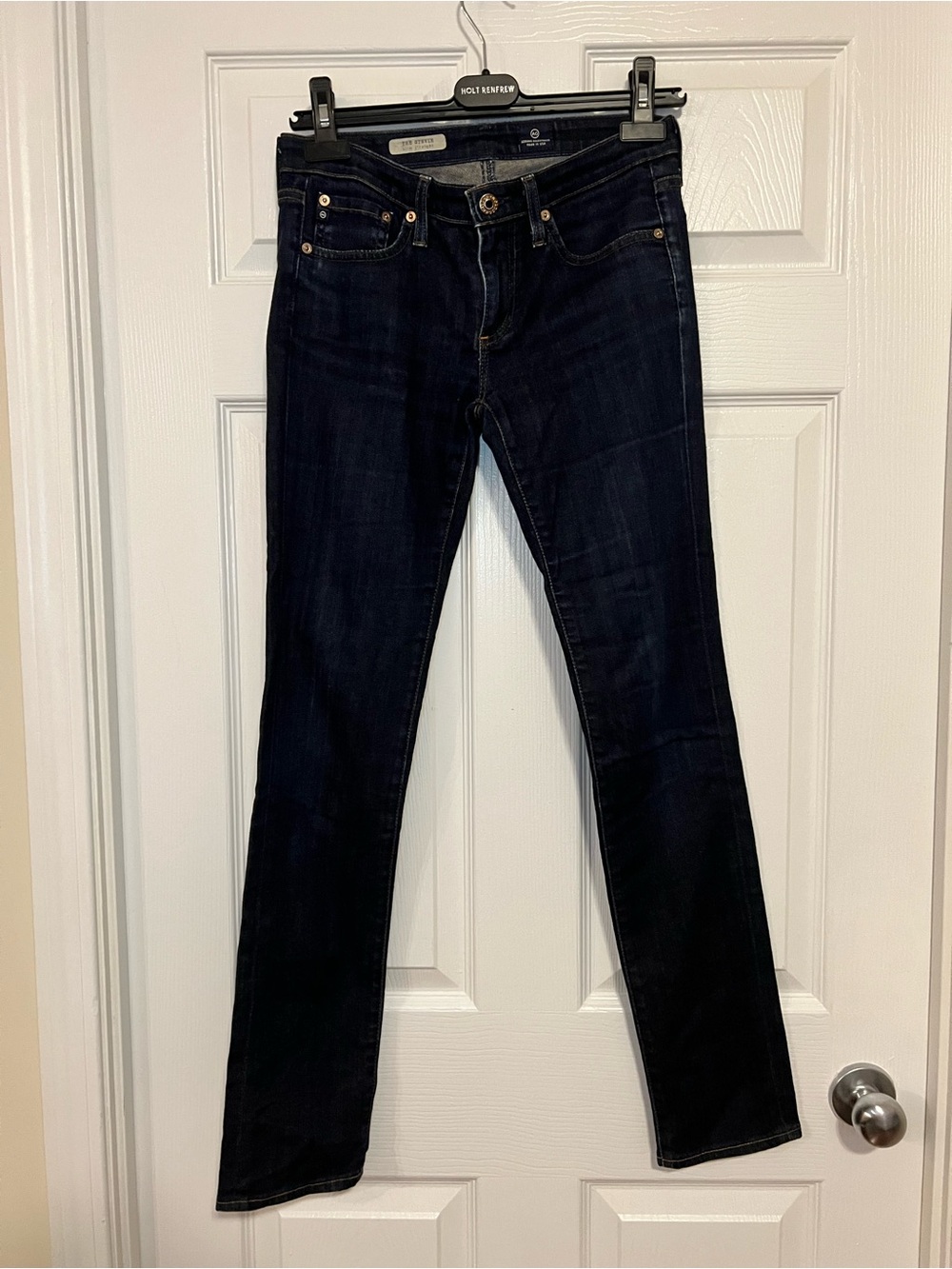 AG The Stevie Low-rise Slim Straight Dark Blue Jeans